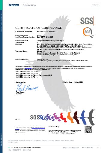 Certificate of Compliance 기술 자료(영문) (TS-TL-MDT-103)