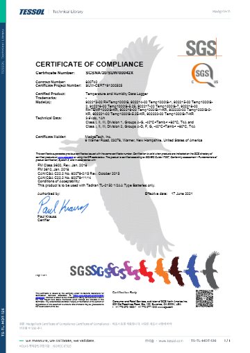 Certificate of Compliance 기술 자료(영문) (TS-TL-MDT-126)