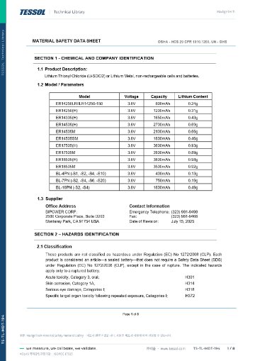 Material Safety 데이터시트(영문) (TS-TL-MDT-194)