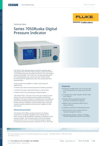 7050LP Series 7050 Ruska Digital Pressure Indicator 데이터시트(영문)