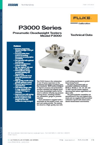 P3000 Pneumatic Deadweight Testers 데이터시트(영문)